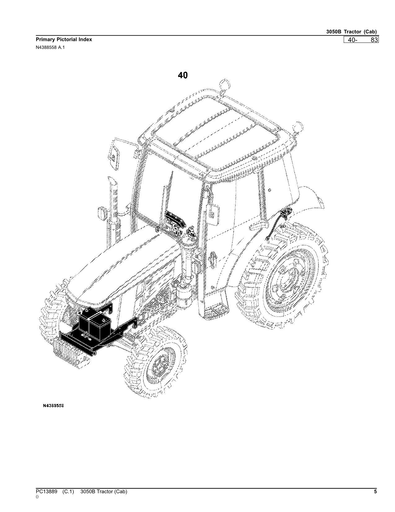 JOHN DEERE 3050B TRACTOR PARTS CATALOG MANUAL PC13889