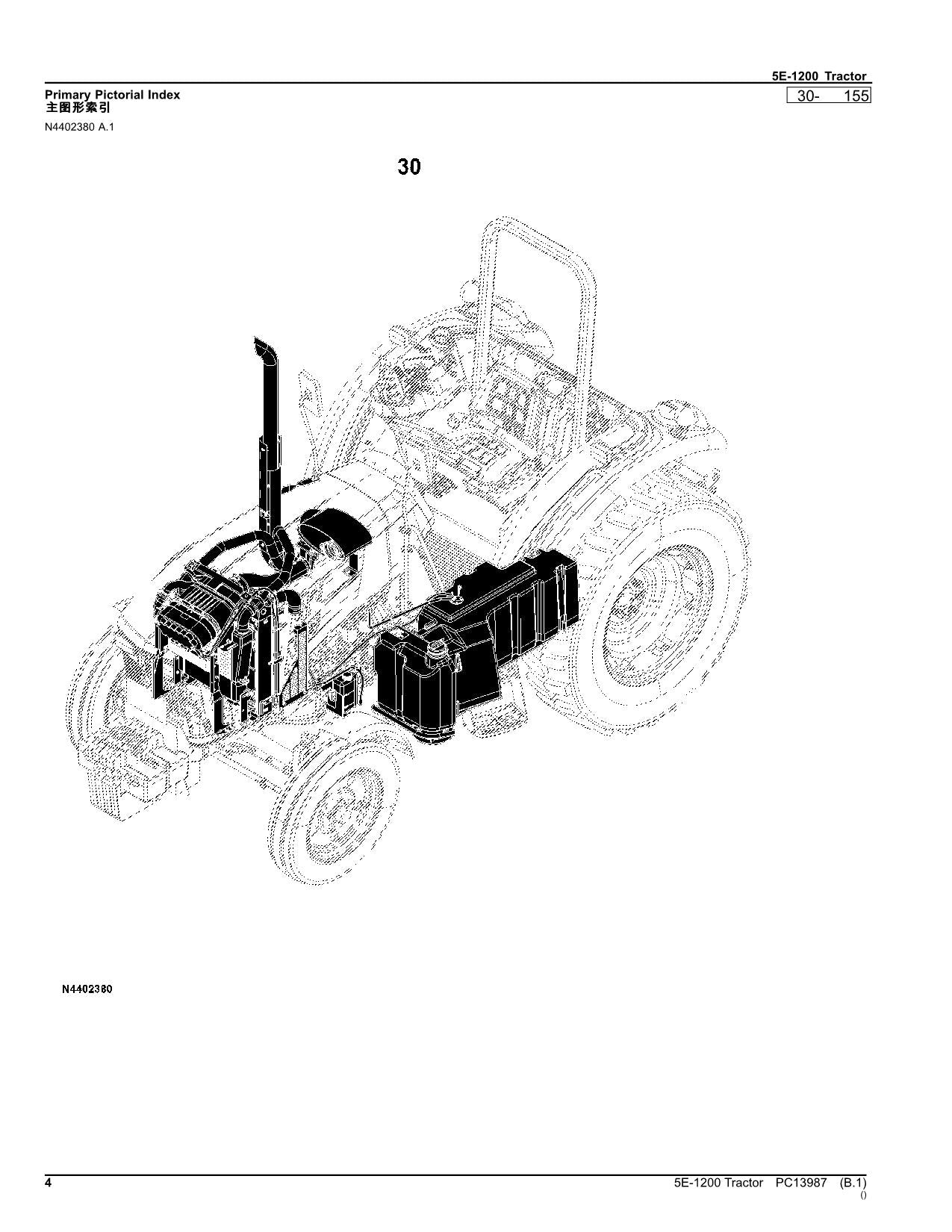 MANUEL DU CATALOGUE DES PIÈCES DU TRACTEUR JOHN DEERE 5E-1200 PC13987