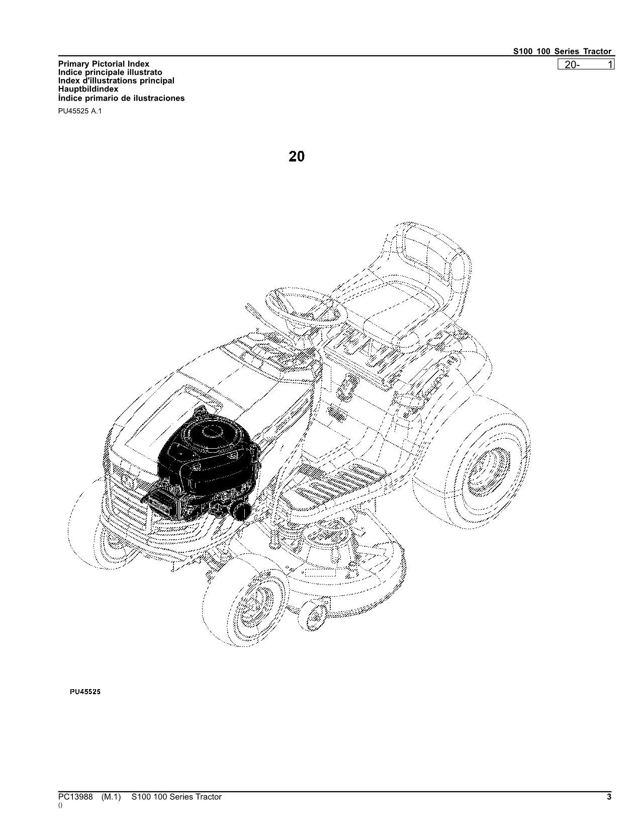 JOHN DEERE S100 TRACTOR PARTS CATALOG MANUAL