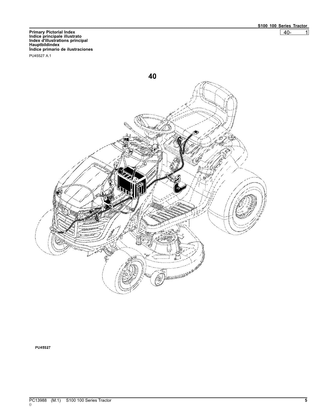 JOHN DEERE S100 TRACTOR PARTS CATALOG MANUAL