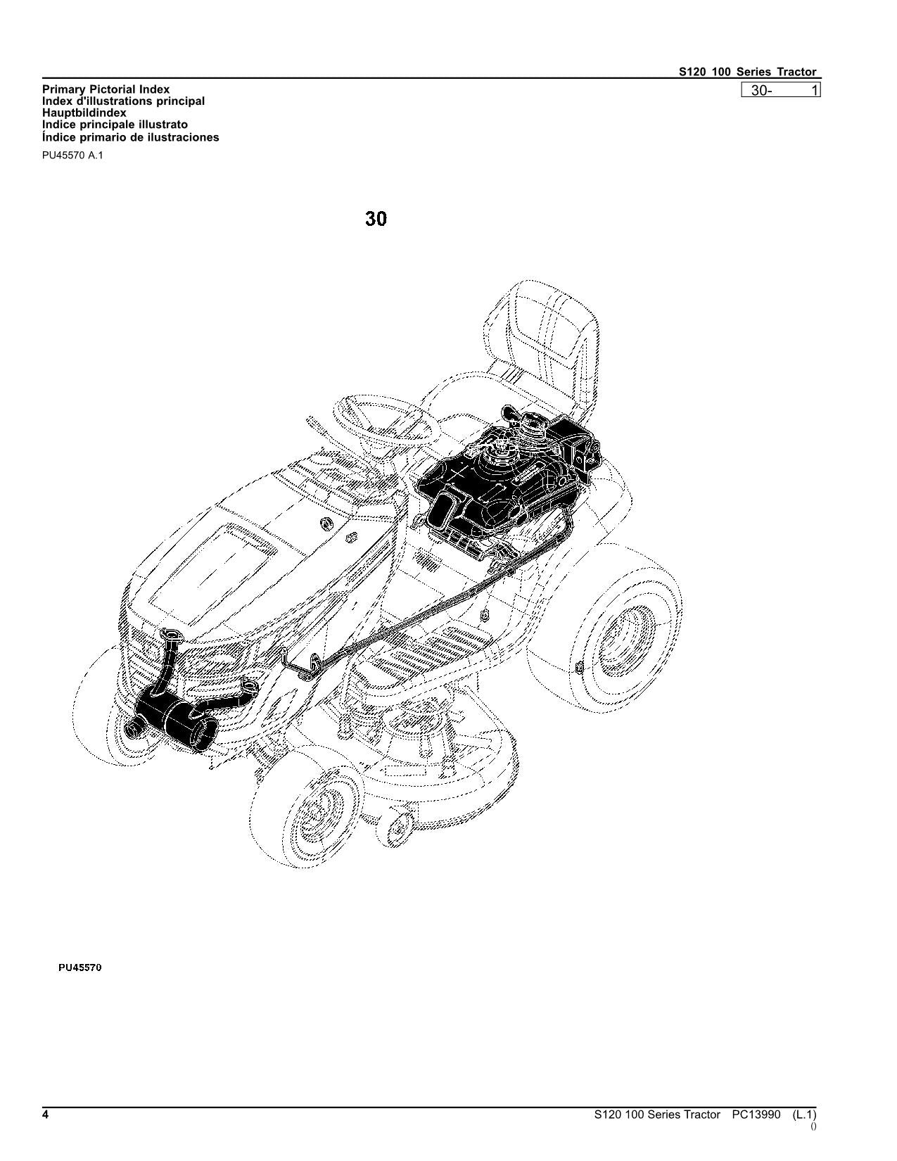 JOHN DEERE S120 TRAKTOR ERSATZTEILKATALOGHANDBUCH