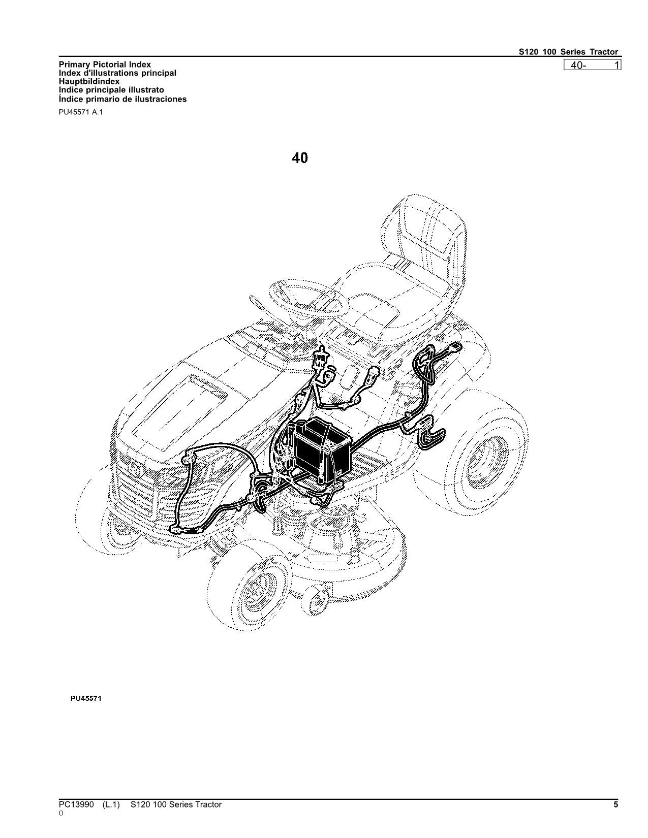 JOHN DEERE S120 TRACTOR PARTS CATALOG MANUAL