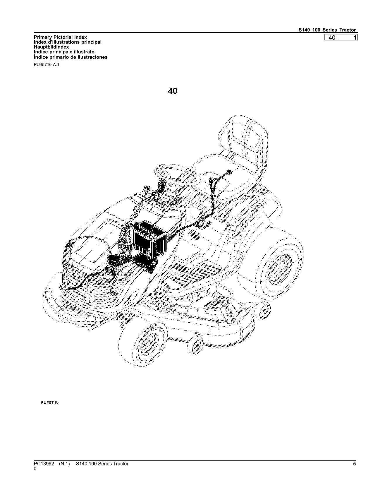 JOHN DEERE S140 TRACTOR PARTS CATALOG MANUAL