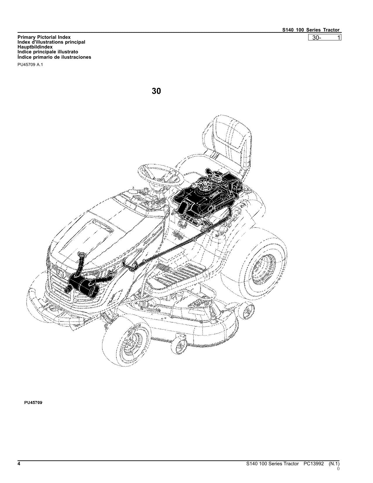 JOHN DEERE S140 TRACTOR PARTS CATALOG MANUAL