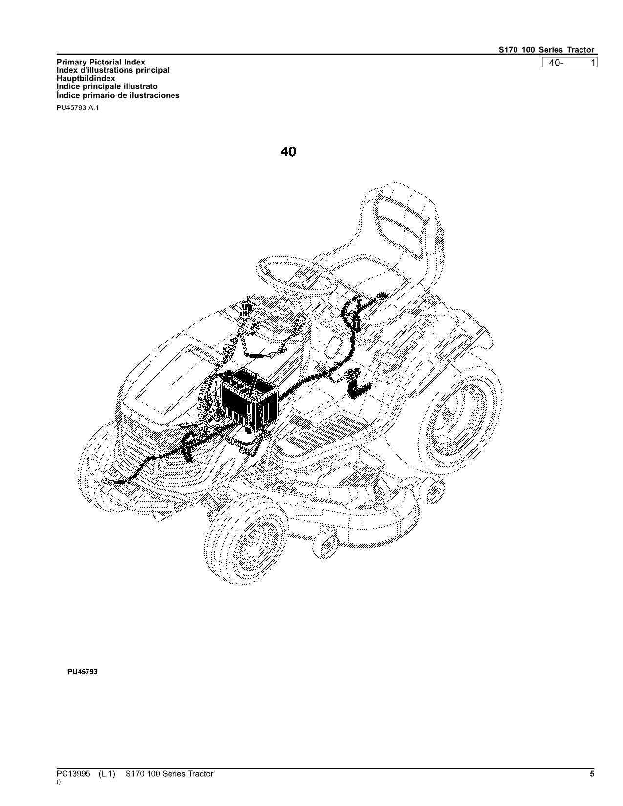 JOHN DEERE S170 TRAKTOR ERSATZTEILKATALOGHANDBUCH