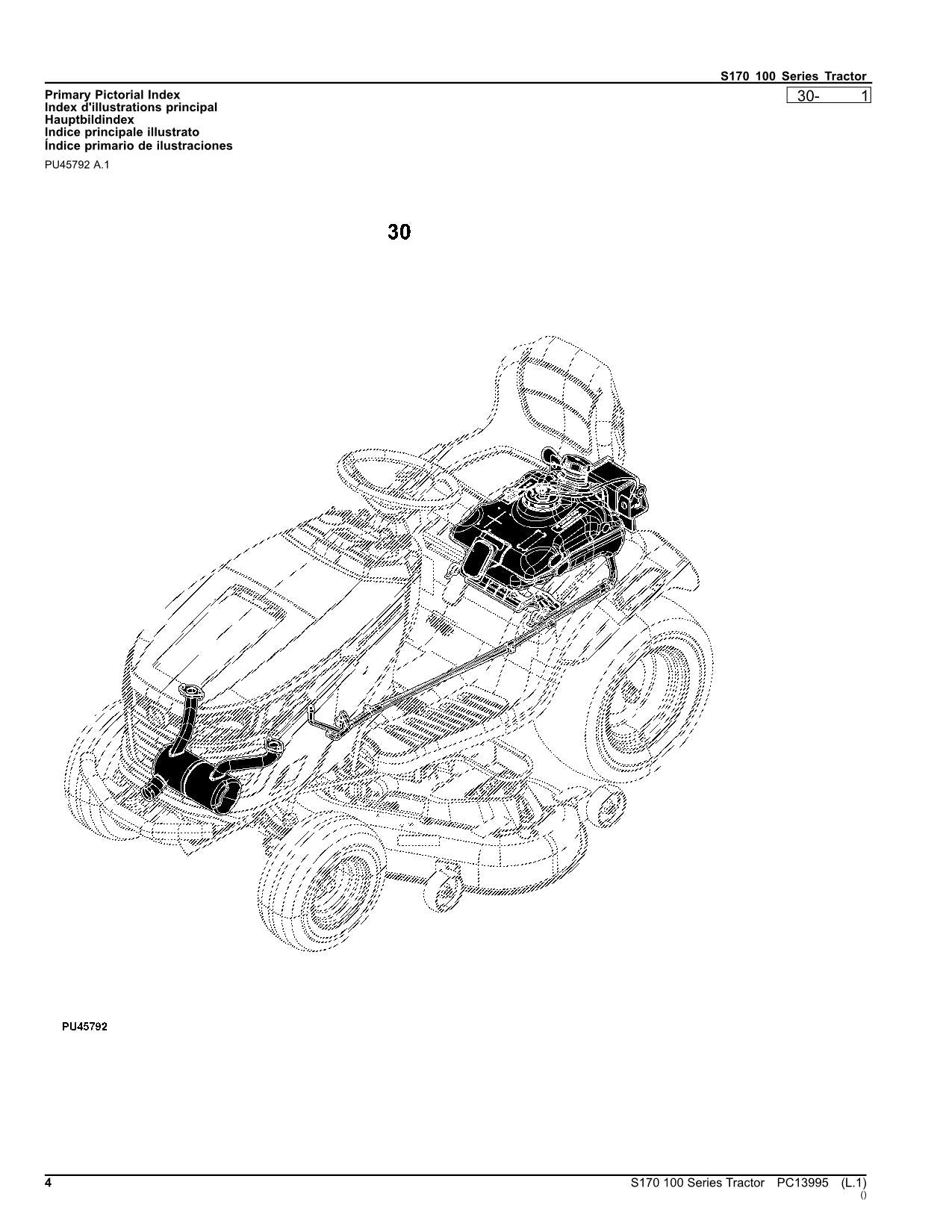 JOHN DEERE S170 TRACTOR PARTS CATALOG MANUAL