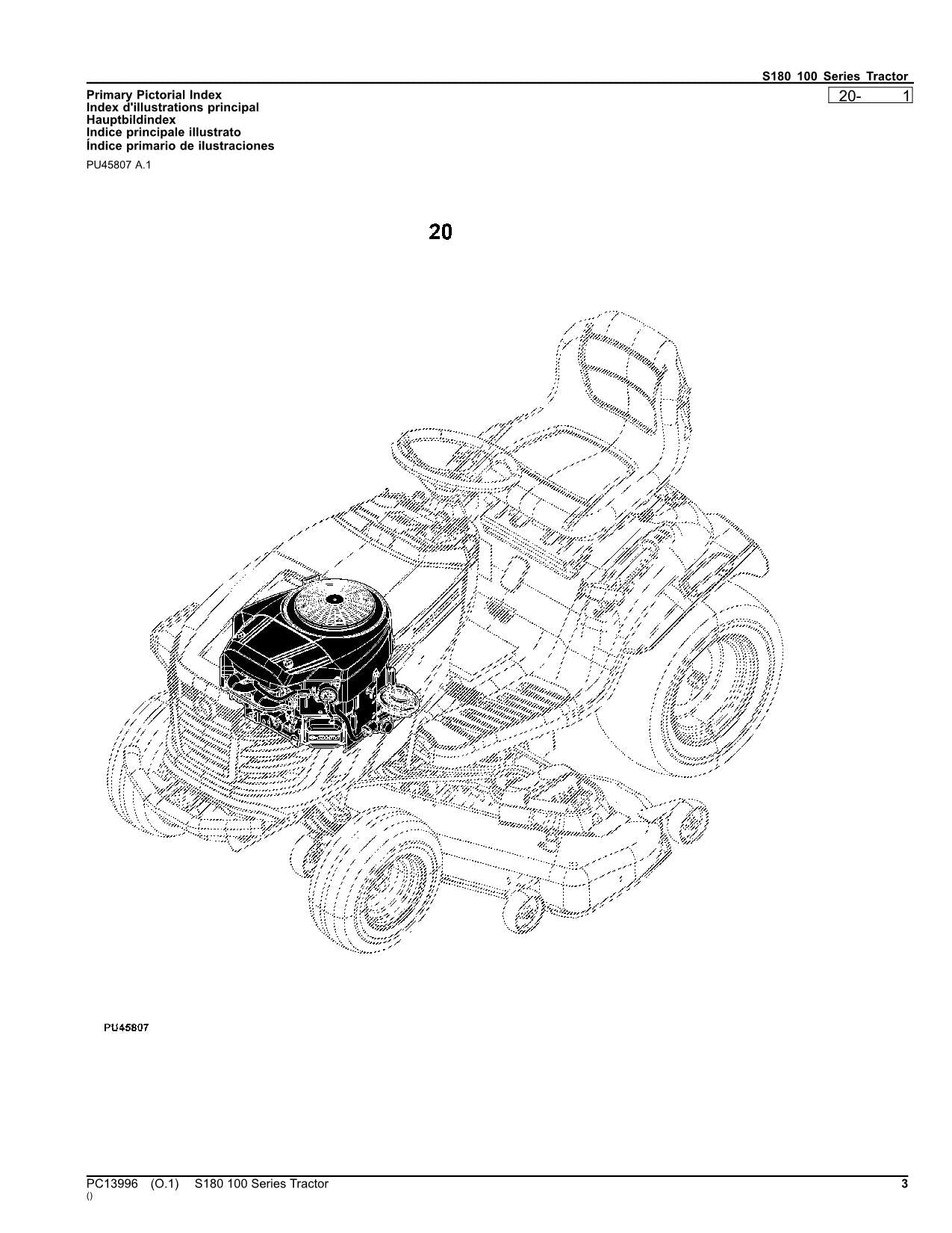 JOHN DEERE S180 TRACTOR PARTS CATALOG MANUAL