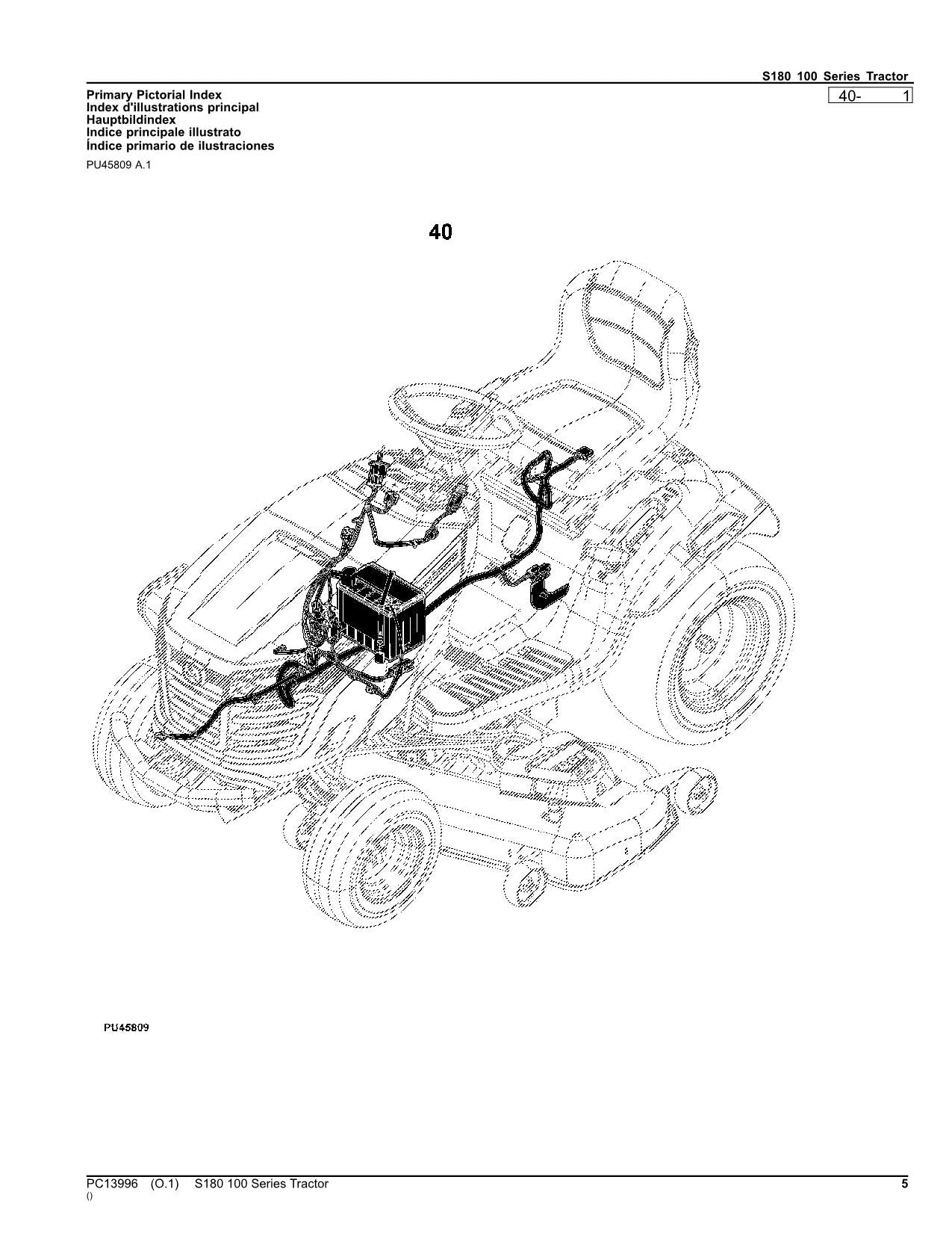 JOHN DEERE S180 TRAKTOR ERSATZTEILKATALOGHANDBUCH