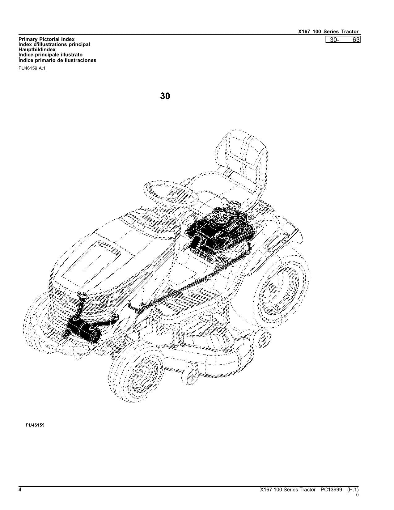 JOHN DEERE X167 TRAKTOR-TEILEKATALOGHANDBUCH