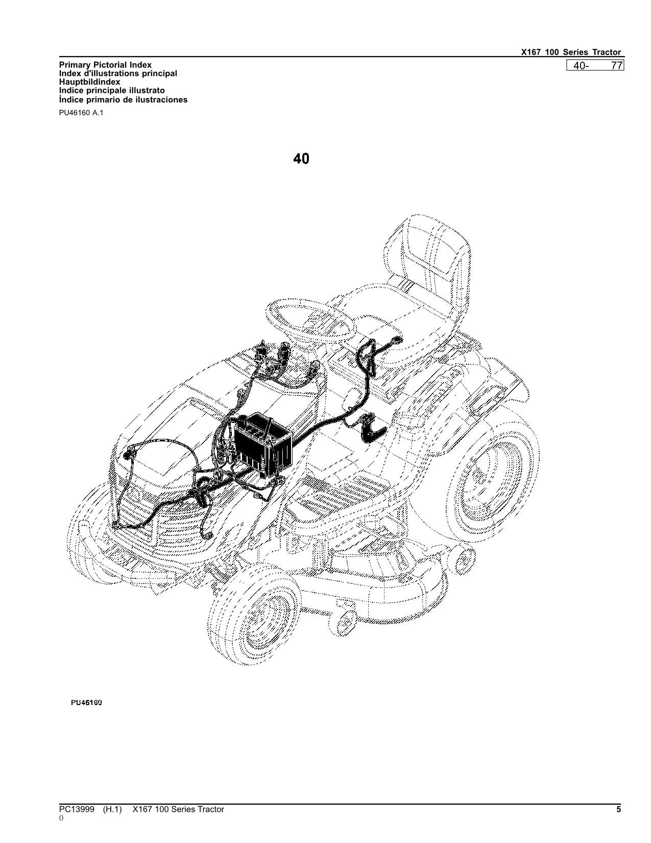 JOHN DEERE X167 TRAKTOR-TEILEKATALOGHANDBUCH