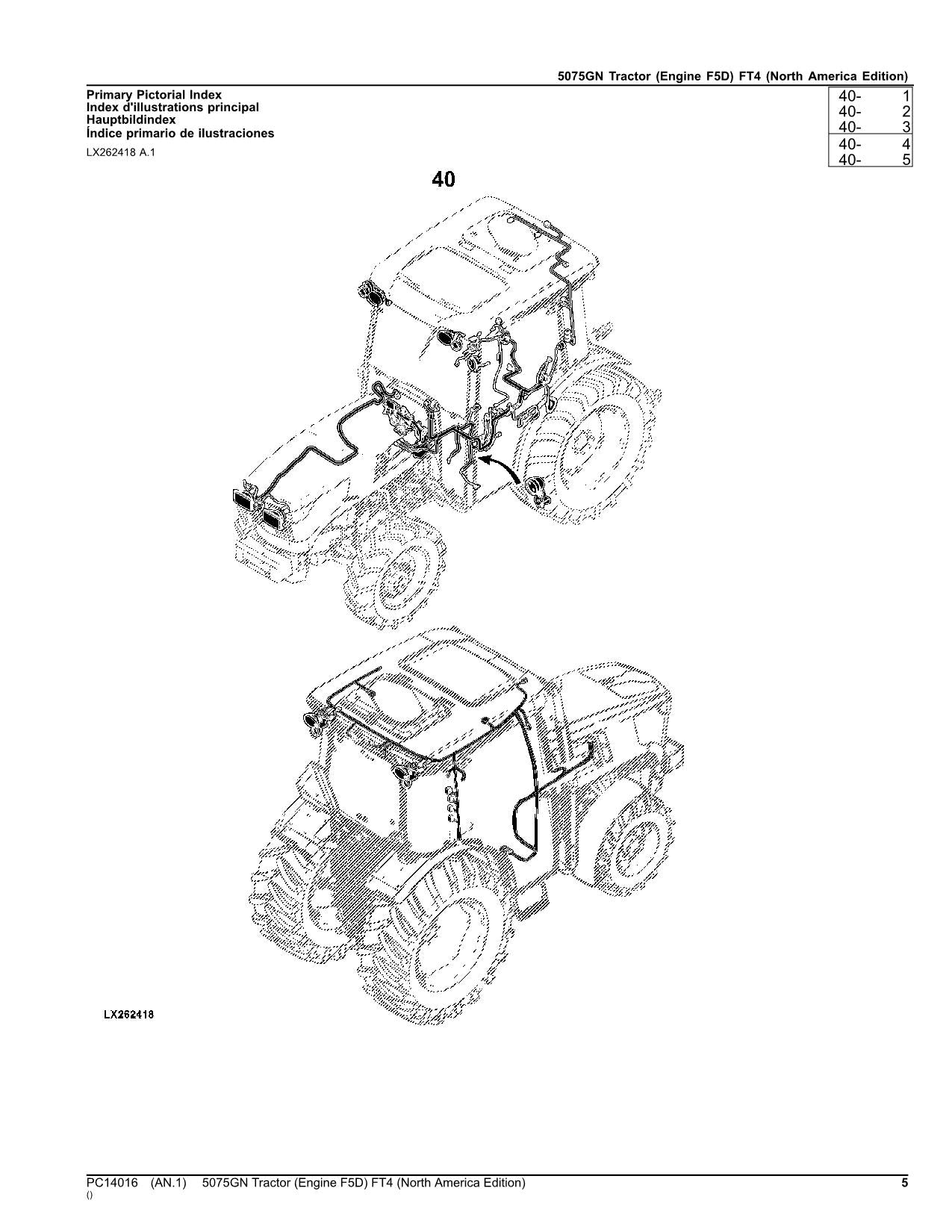 MANUEL DU CATALOGUE DES PIÈCES DU TRACTEUR JOHN DEERE 5075GN ÉDITION AMÉRIQUE DU NORD