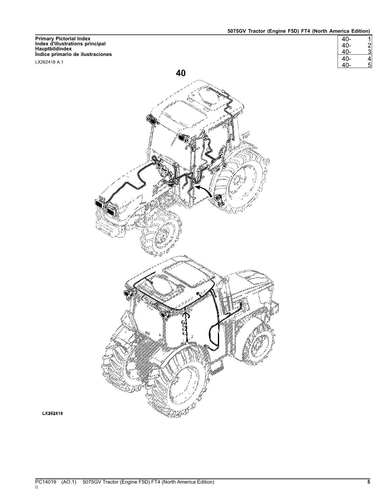 JOHN DEERE 5075GV TRACTOR PARTS CATALOG MANUAL NORTH AMERICA EDITION