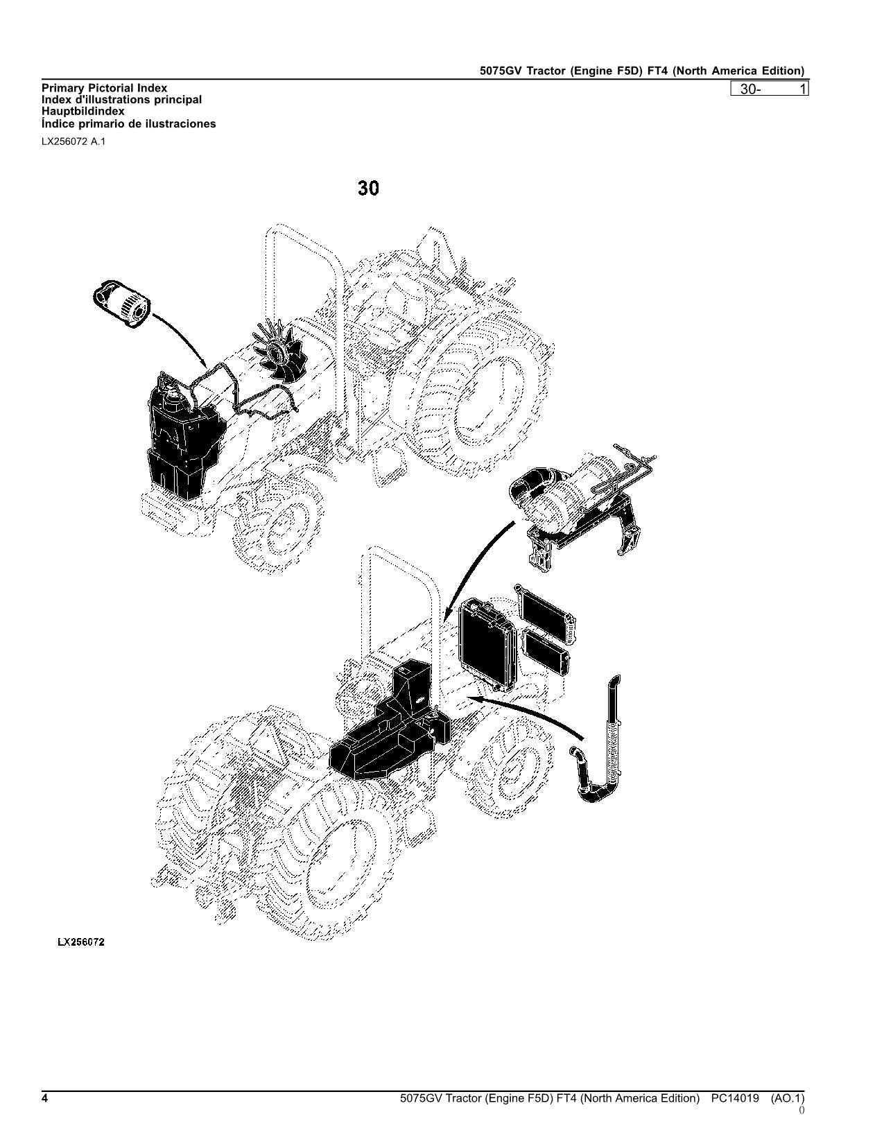 JOHN DEERE 5075GV TRACTOR PARTS CATALOG MANUAL NORTH AMERICA EDITION