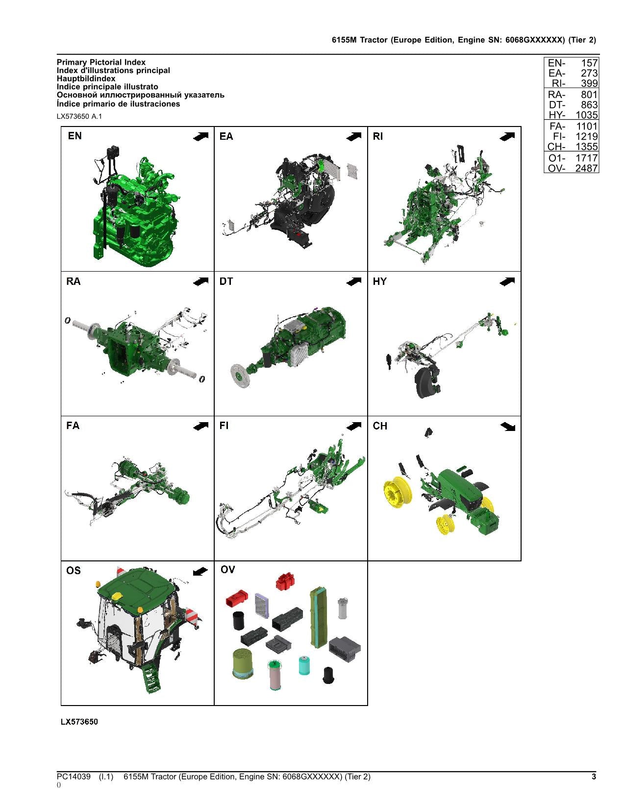 JOHN DEERE 6155M TRACTOR PARTS CATALOG MANUAL EUROPE EDITION