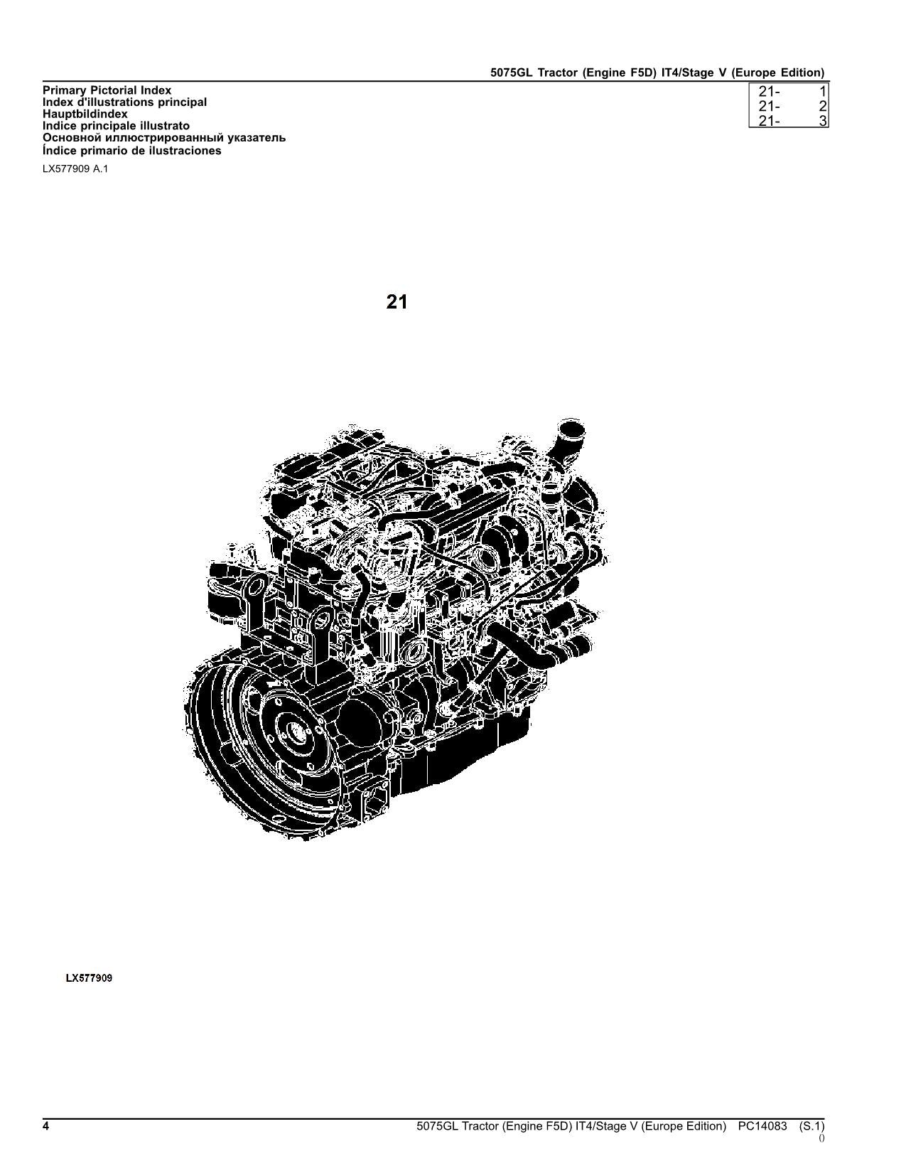 JOHN DEERE 5075GL TRACTOR PARTS CATALOG MANUAL EUROPEAN PC14083