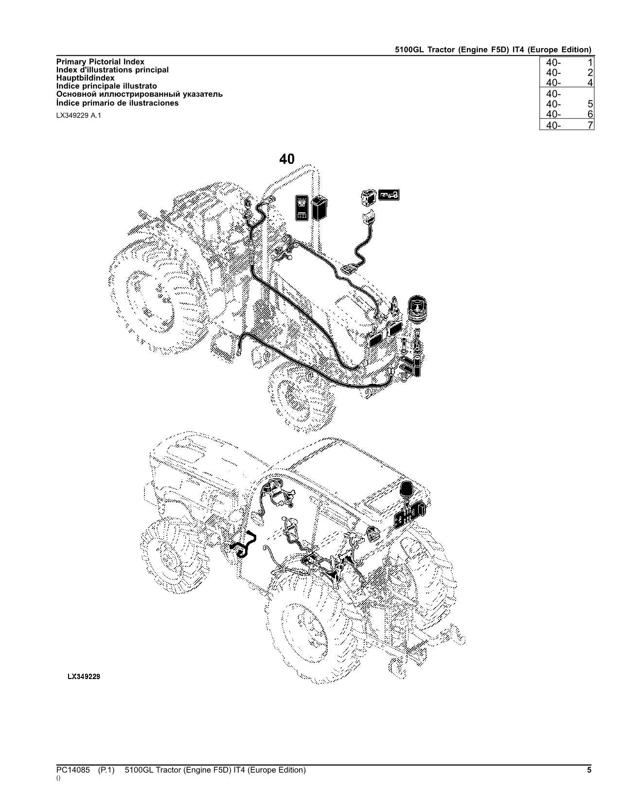 JOHN DEERE 5100GL TRAKTOR ERSATZTEILKATALOGHANDBUCH