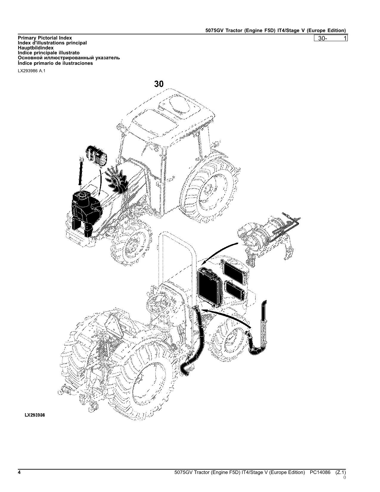 JOHN DEERE 5075GV TRACTOR PARTS CATALOG MANUAL EUROPEAN PC14086