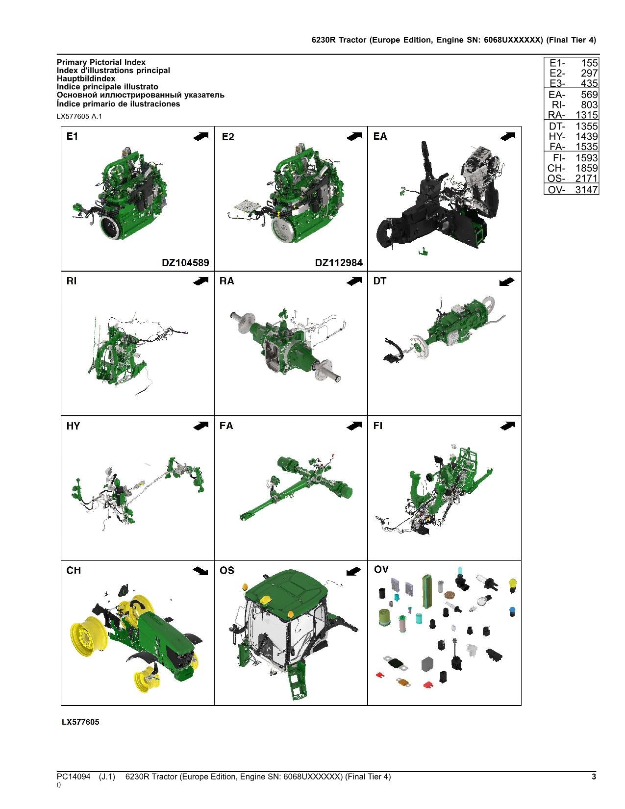 JOHN DEERE 6230R TRACTOR PARTS CATALOG MANUAL #2