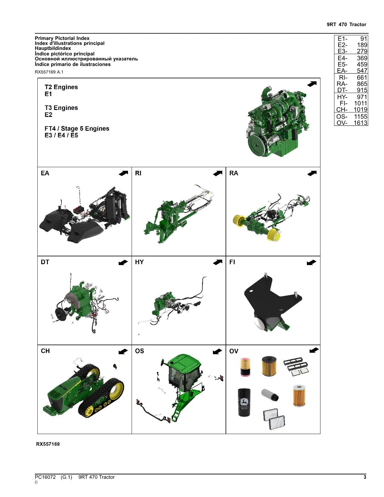 JOHN DEERE 9RT 470 TRACTOR PARTS CATALOG MANUAL