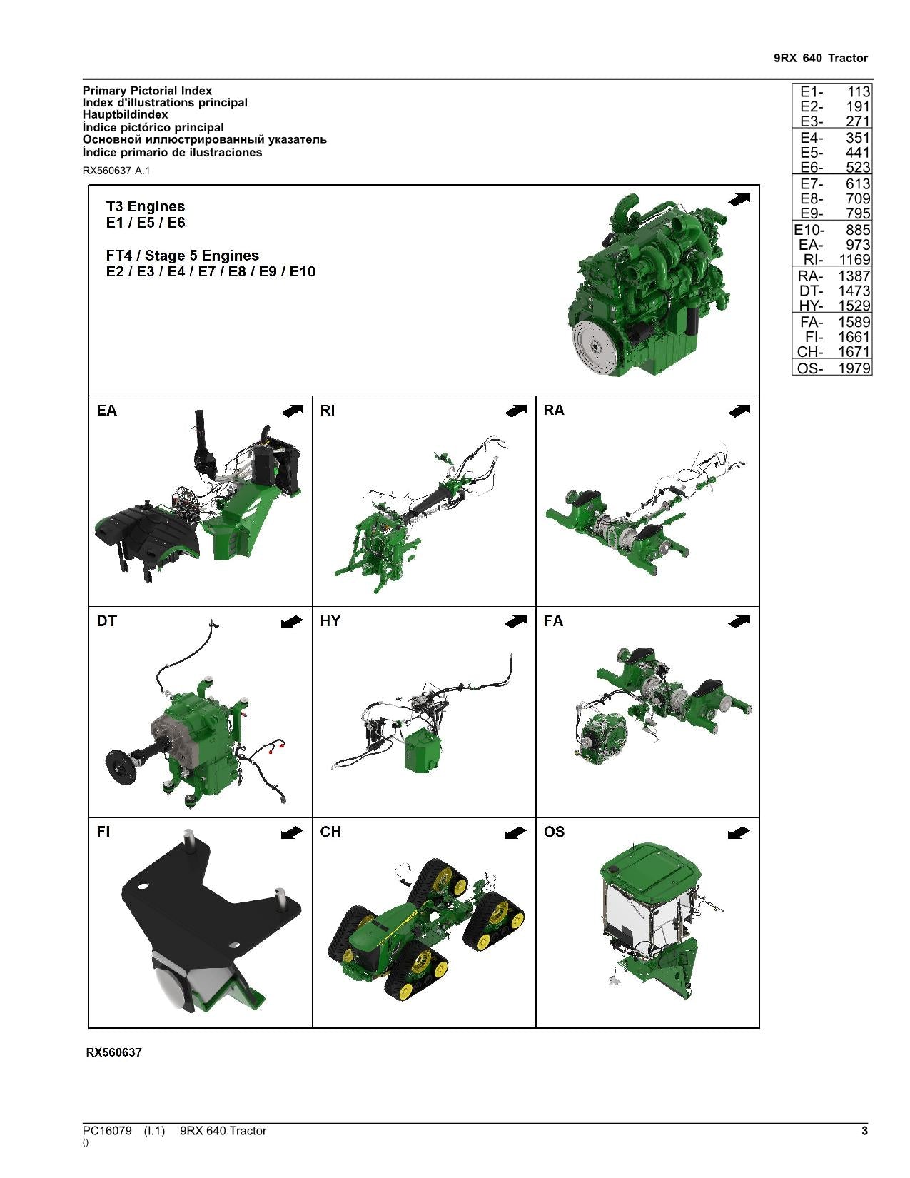 JOHN DEERE 9RX 640 TRACTOR PARTS CATALOG MANUAL