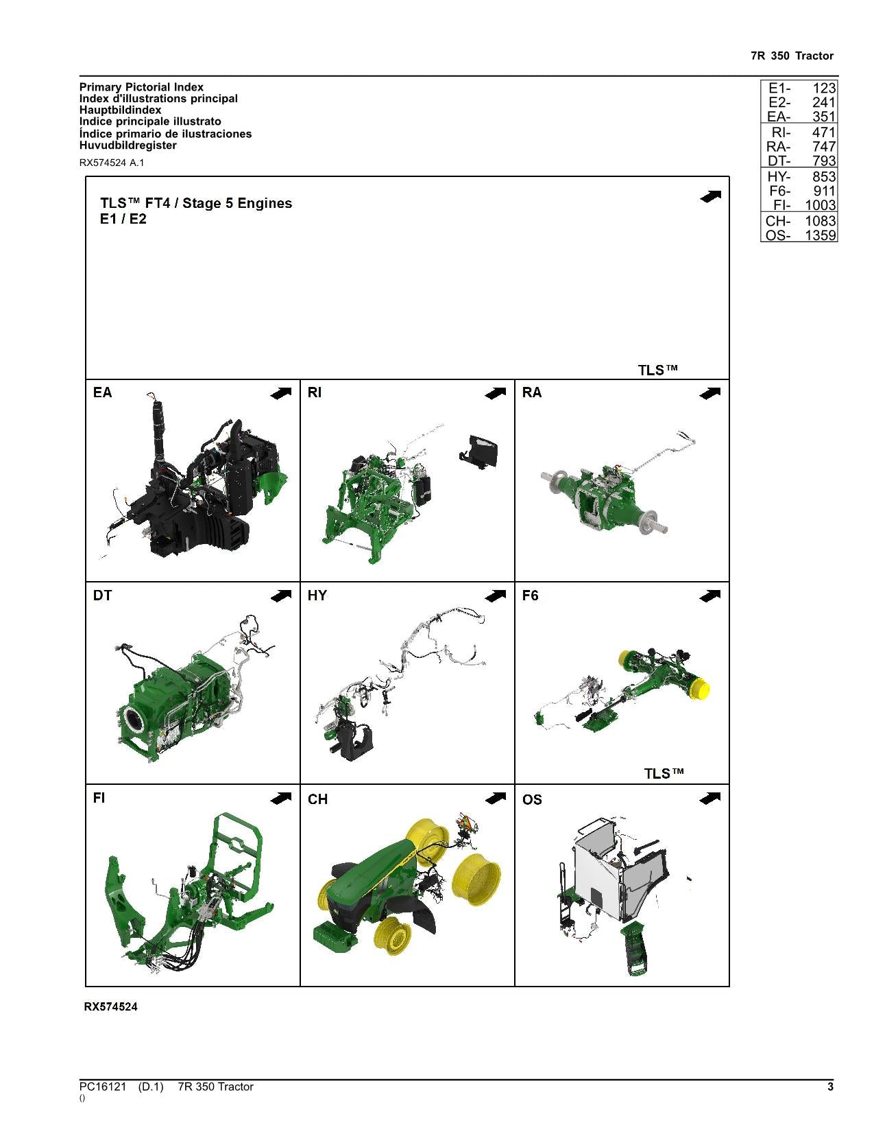 JOHN DEERE 7R 350 TRACTOR PARTS CATALOG MANUAL