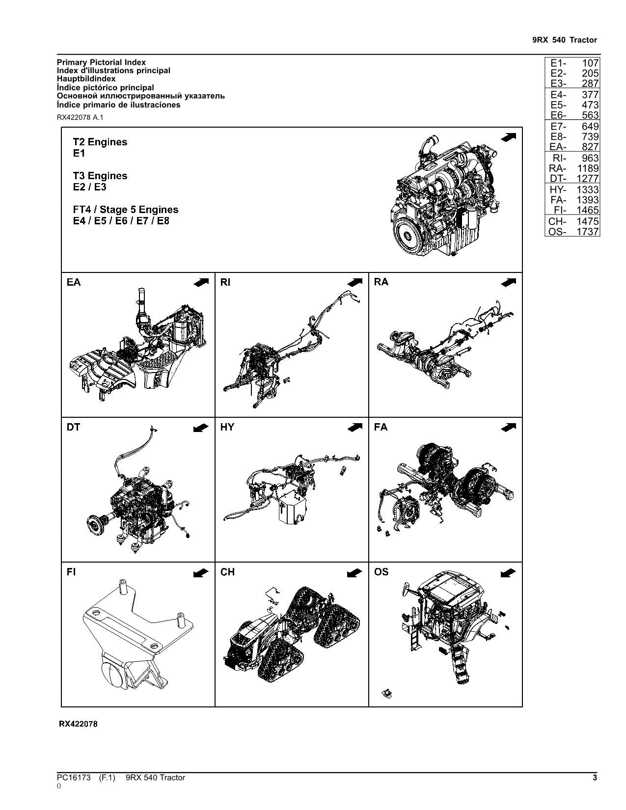 JOHN DEERE 9RX 540 TRACTOR PARTS CATALOG MANUAL