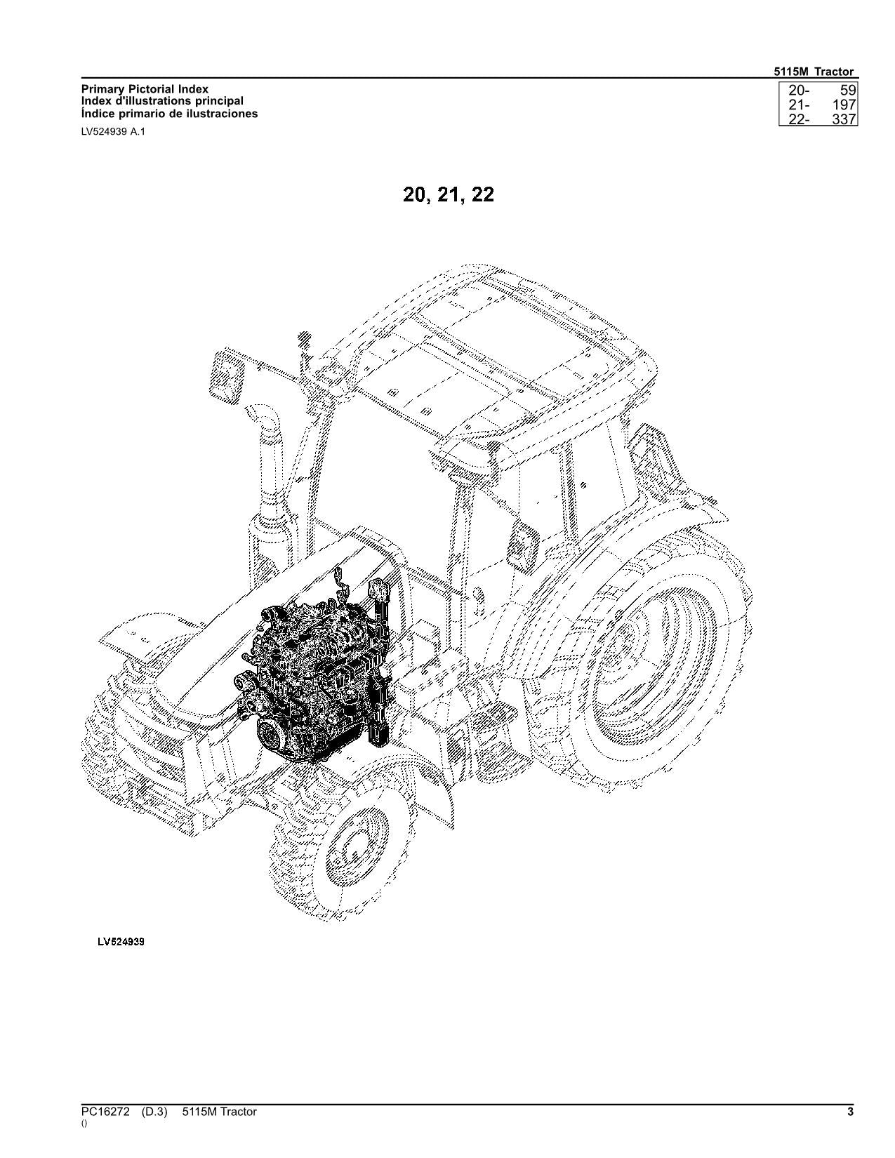 JOHN DEERE 5115M TRACTOR PARTS CATALOG MANUAL PC16272