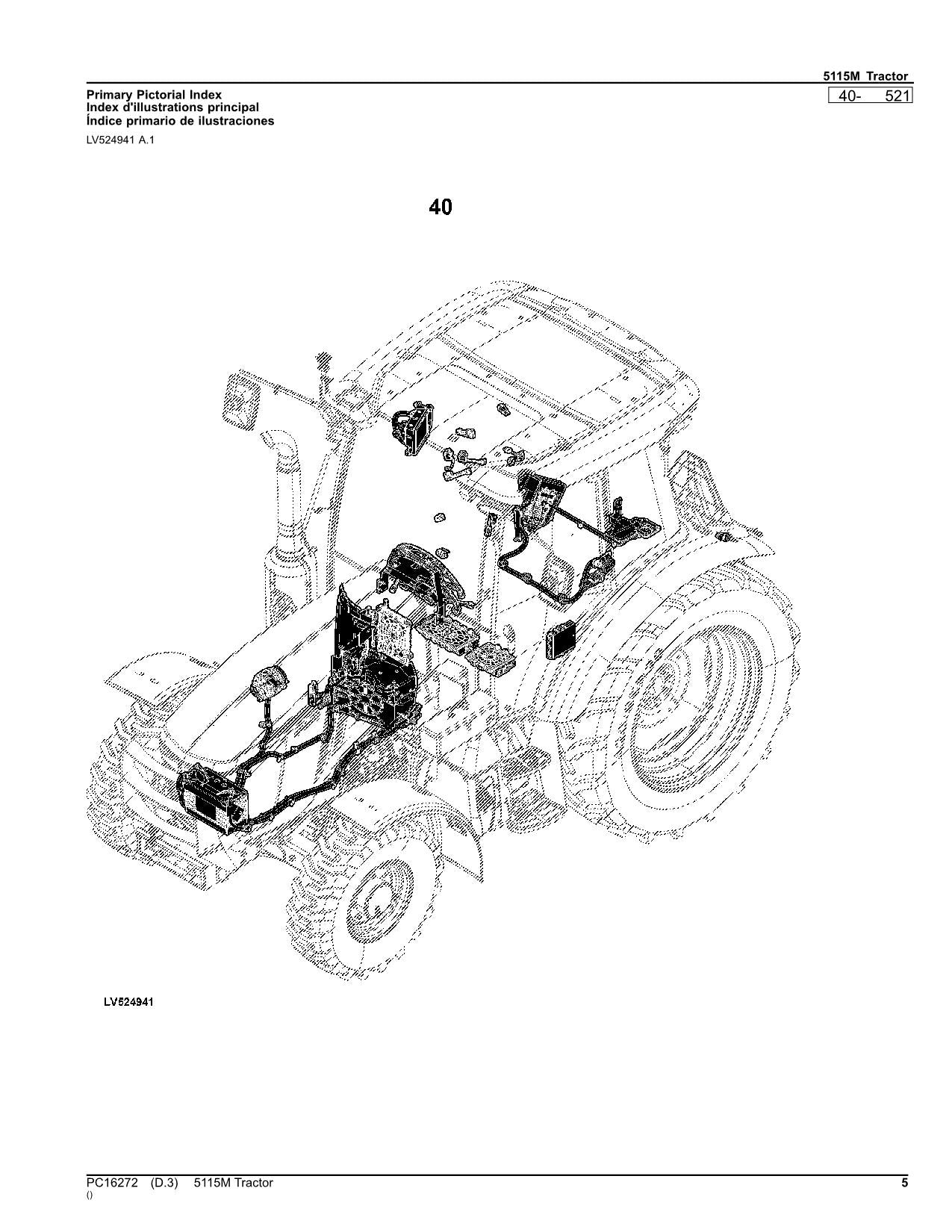 MANUEL DU CATALOGUE DES PIÈCES DU TRACTEUR JOHN DEERE 5115M PC16272