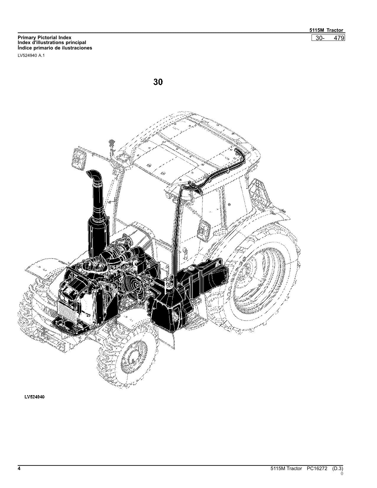 JOHN DEERE 5115M TRACTOR PARTS CATALOG MANUAL PC16272