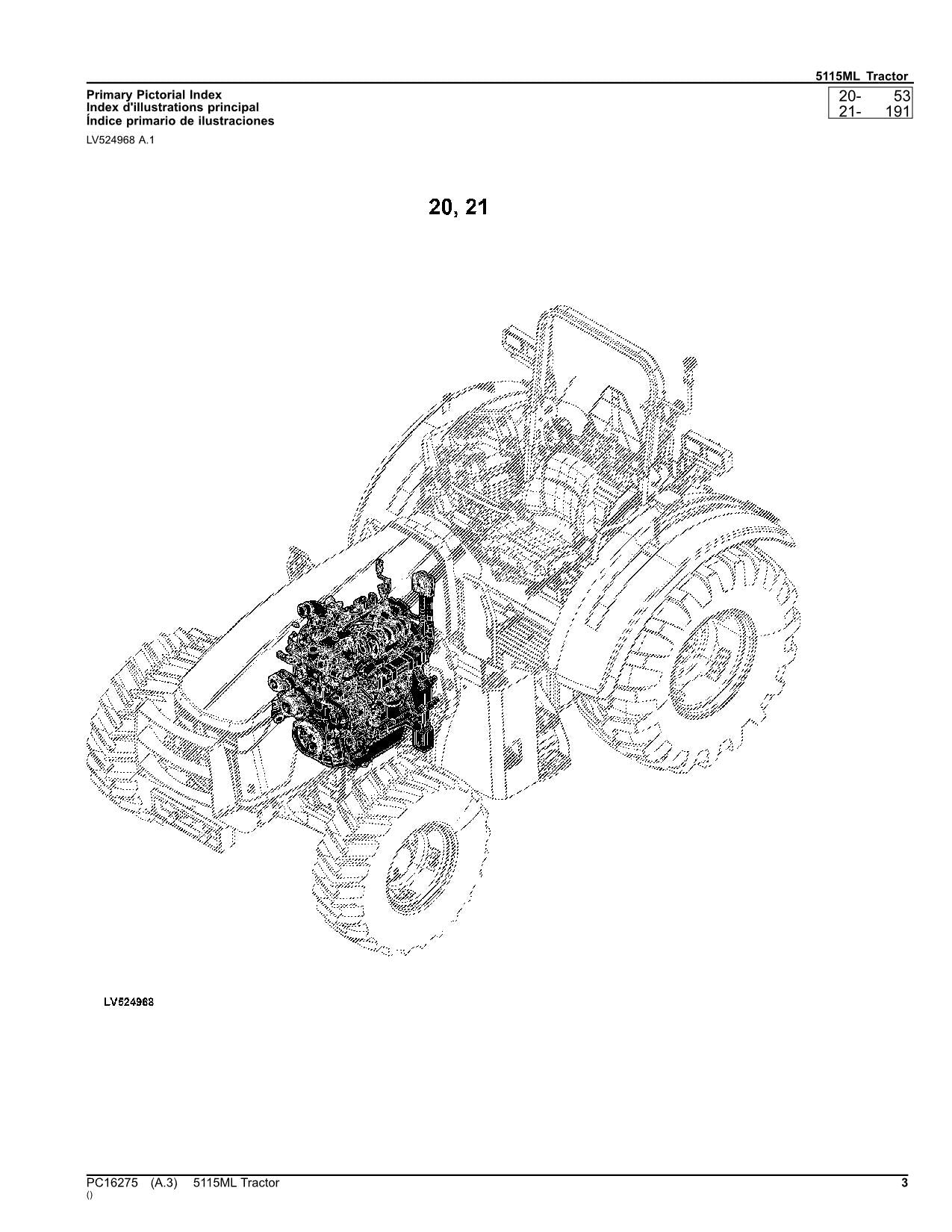 JOHN DEERE 5115ML TRACTOR PARTS CATALOG MANUAL