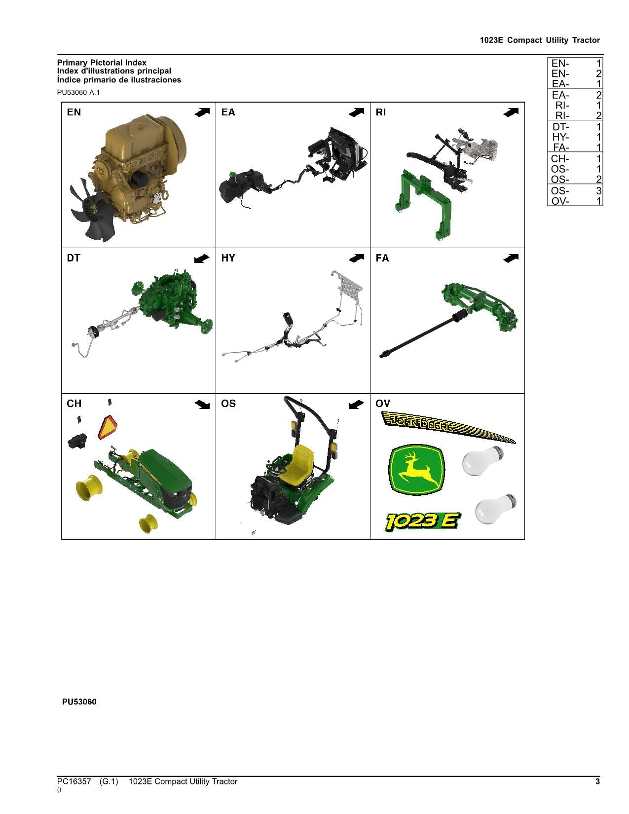 JOHN DEERE 1023E TRACTOR PARTS CATALOG MANUAL #4