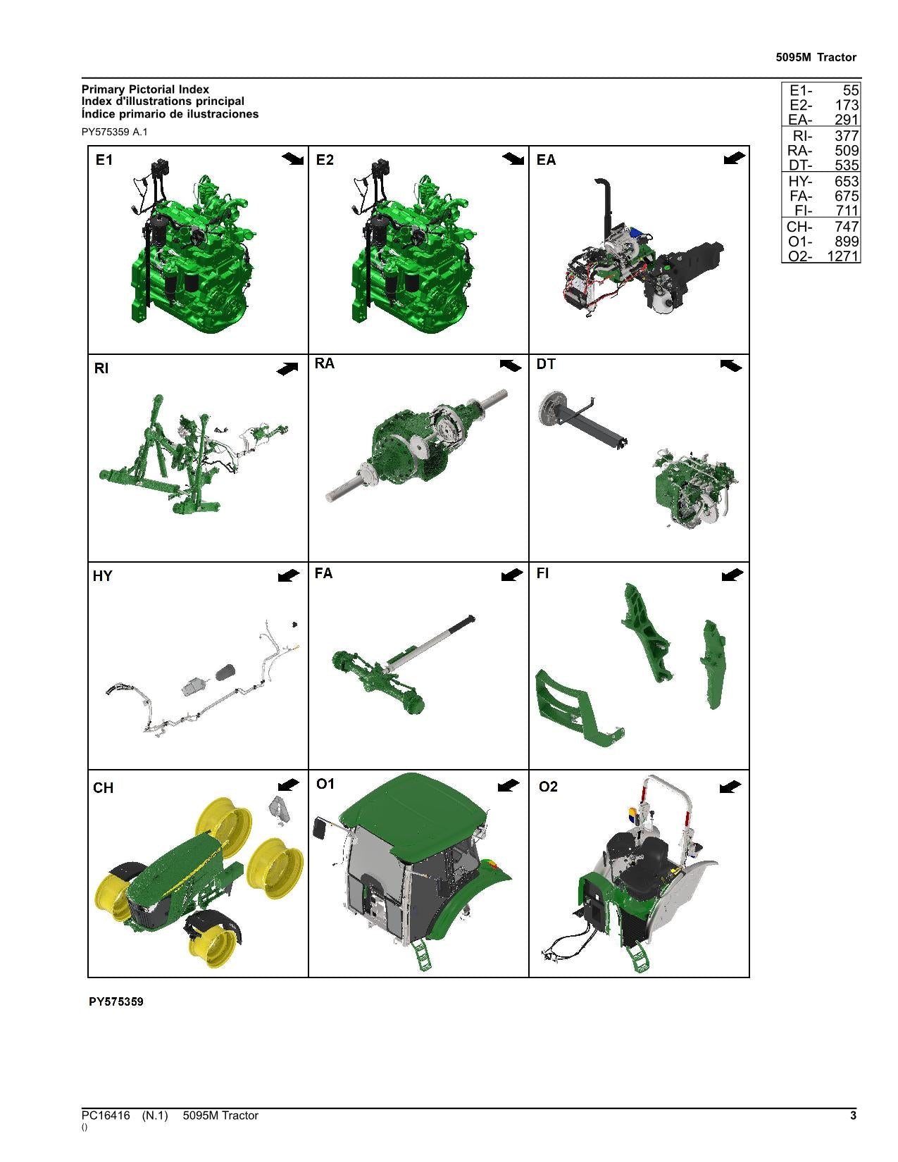 JOHN DEERE 5095M TRAKTOR ERSATZTEILKATALOGHANDBUCH PC16416