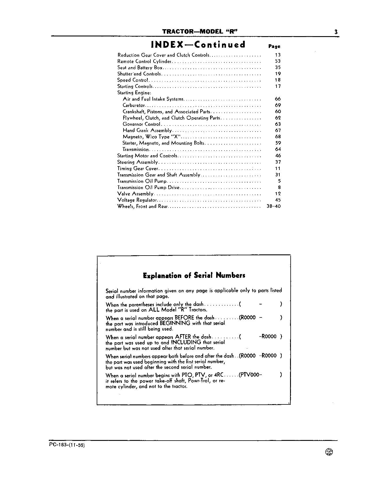 JOHN DEERE R TRACTOR PARTS CATALOG MANUAL