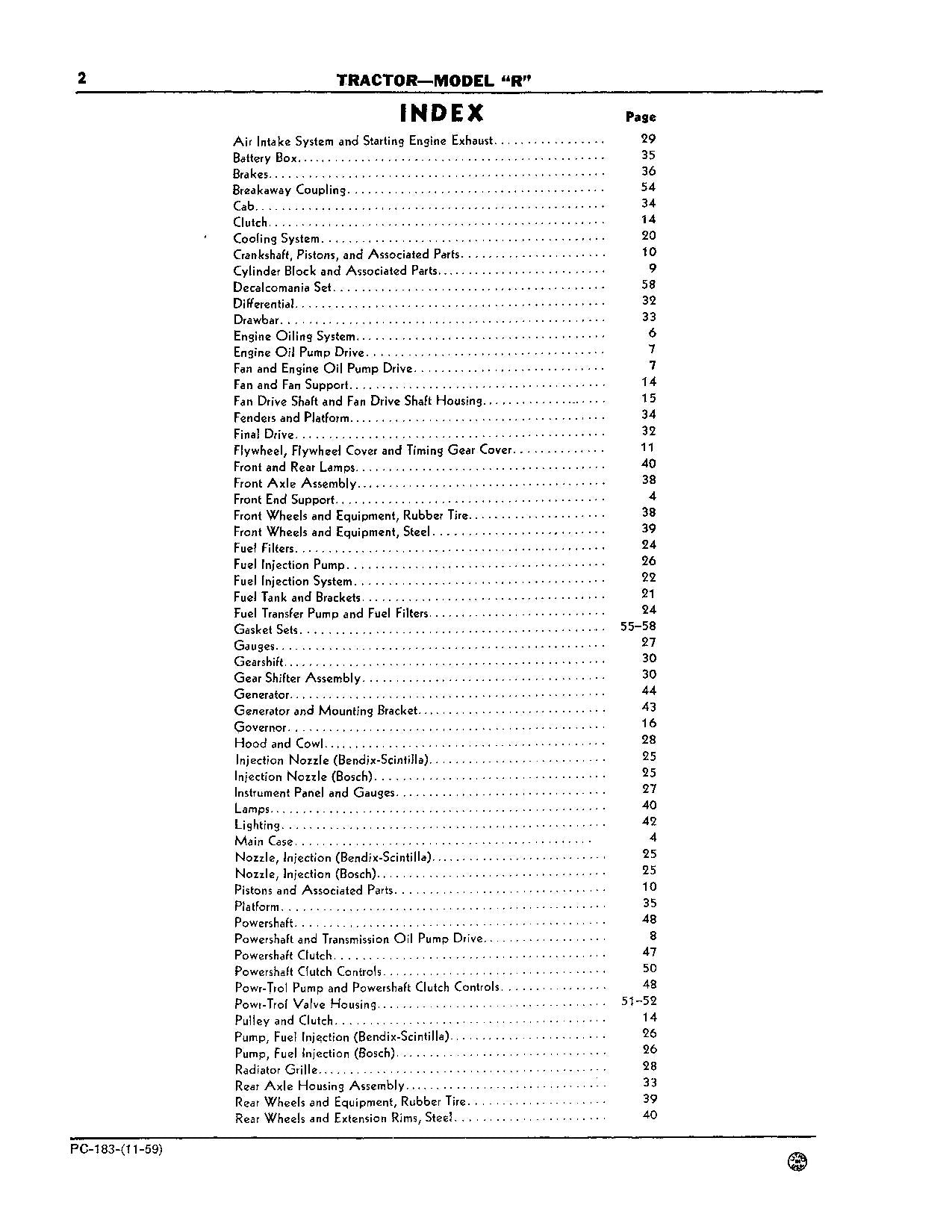 MANUEL DU CATALOGUE DES PIÈCES DE RECHANGE DU TRACTEUR JOHN DEERE R