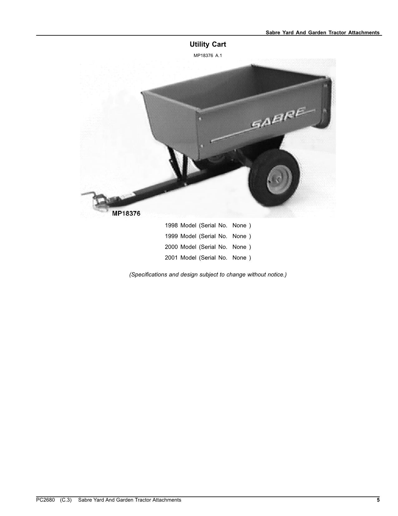 JOHN DEERE CART 2-BAG 46 SABRE BAGGER BLADE TRAKTOR TEILEKATALOG HANDBUCH