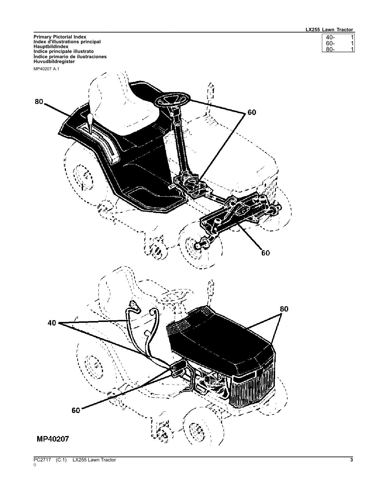 JOHN DEERE LX255 TRACTOR PARTS CATALOG MANUAL