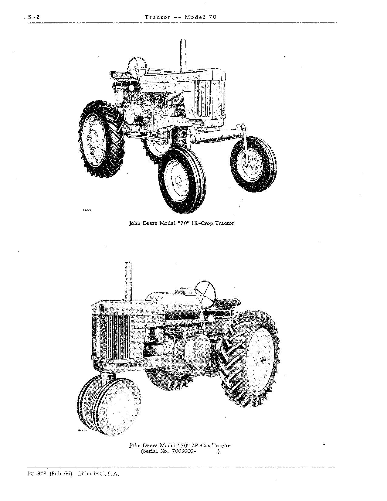 JOHN DEERE 70 TRACTOR PARTS CATALOG MANUAL PC313