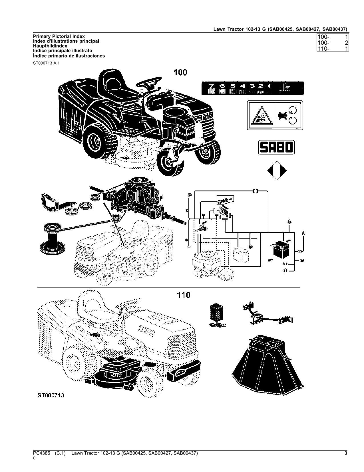 JOHN DEERE SAB00425 SAB00427 SAB00437 TRAKTOR TEILEKATALOG HANDBUCH