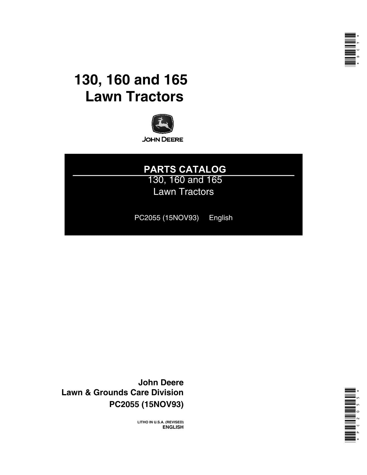 JOHN DEERE 130 160 165 185 TRACTOR PARTS CATALOG MANUAL