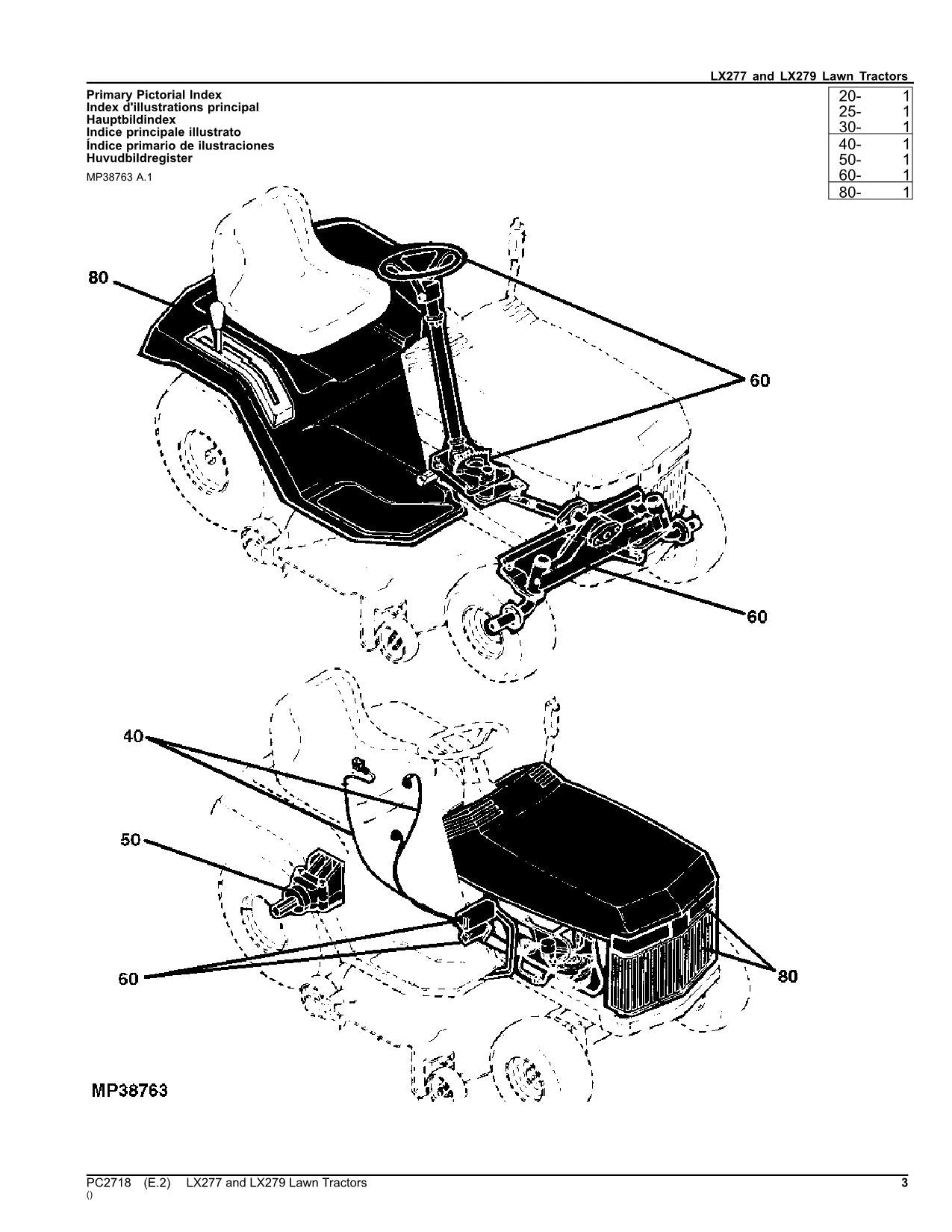 JOHN DEERE LX277 LX279 TRAKTOR-TEILEKATALOGHANDBUCH