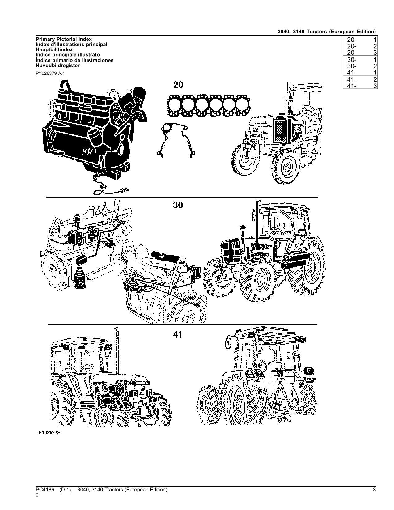 JOHN DEERE 3040 3140 TRAKTOR ERSATZTEILE KATALOG HANDBUCH EUROPÄISCH PC4186