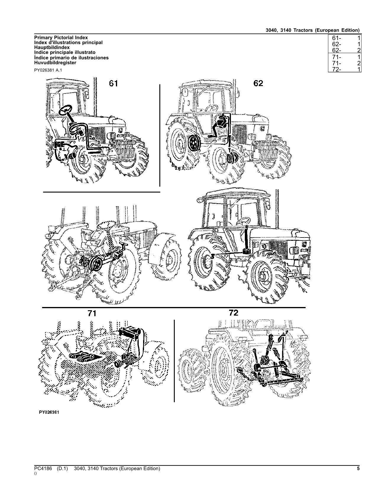 JOHN DEERE 3040 3140 TRAKTOR ERSATZTEILE KATALOG HANDBUCH EUROPÄISCH PC4186