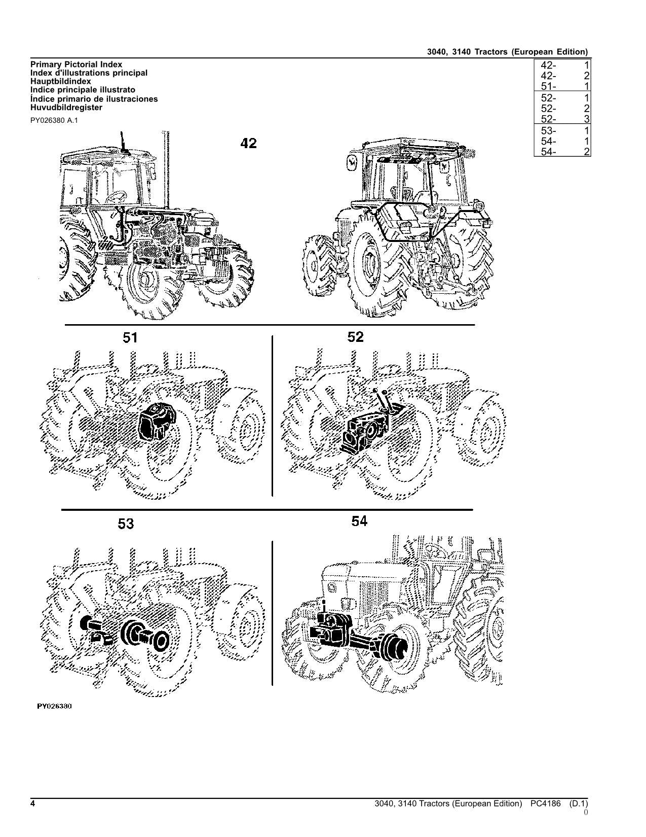 JOHN DEERE 3040 3140 TRAKTOR ERSATZTEILE KATALOG HANDBUCH EUROPÄISCH PC4186