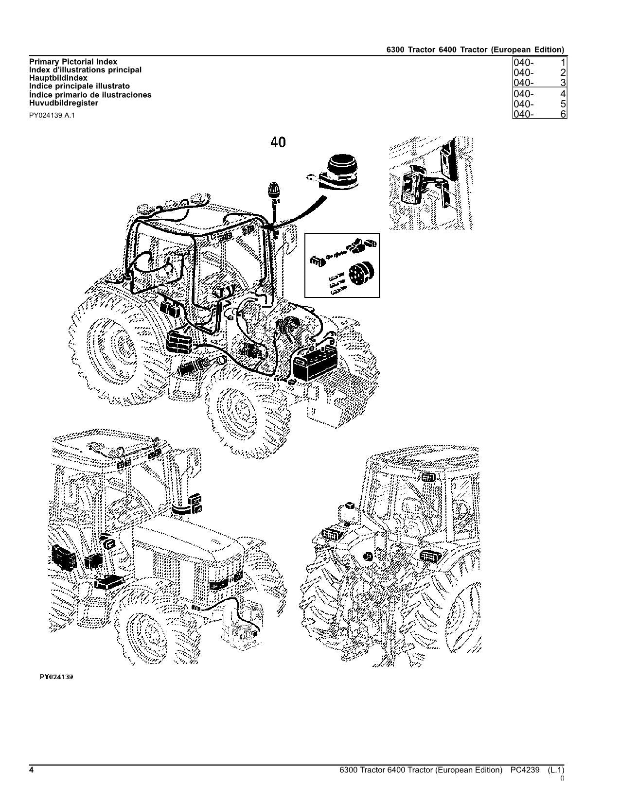 JOHN DEERE 6300 6400 TRACTOR PARTS CATALOG MANUAL EUROPEAN EDITION