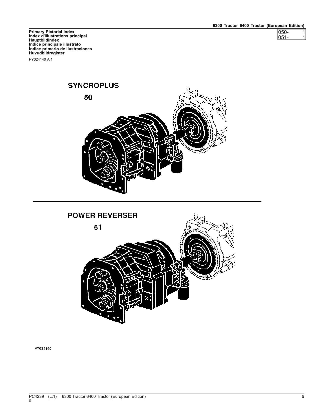 JOHN DEERE 6300 6400 TRACTOR PARTS CATALOG MANUAL EUROPEAN EDITION