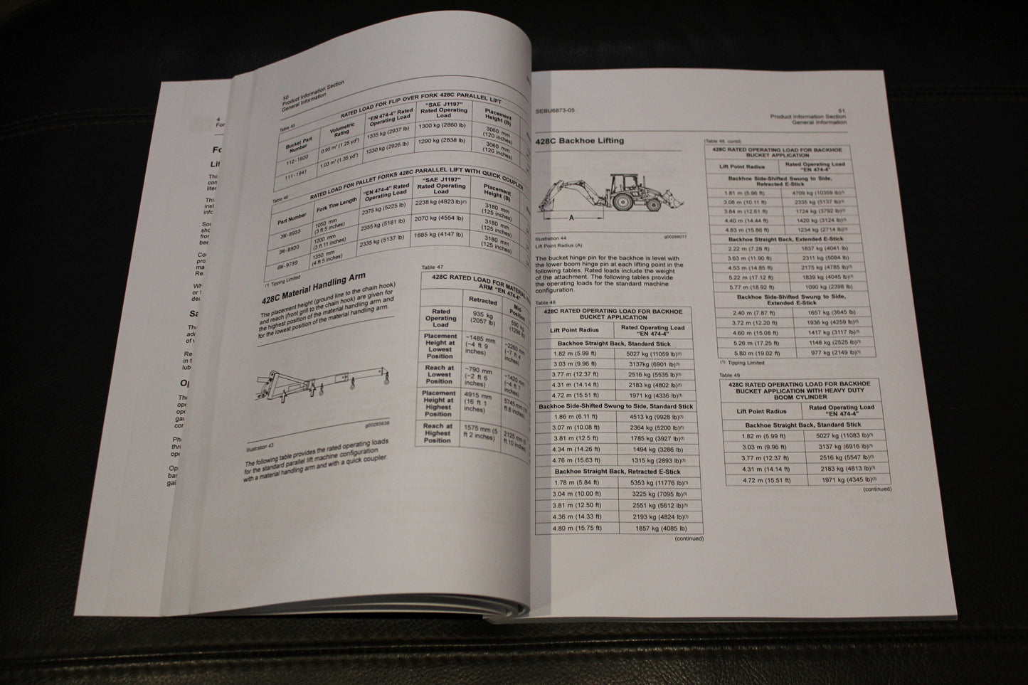 CATERPILLAR CAT 416C 426C 428C 436C 438C BACKHOE LOADER OPERATORS MANUAL