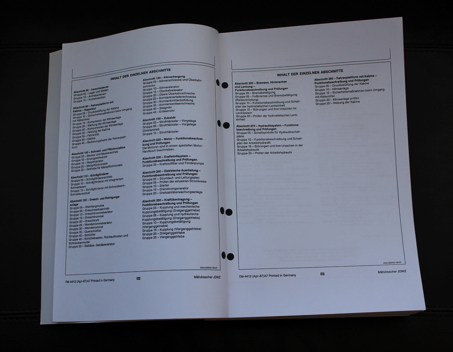 JOHN DEERE 1032 1042 1052 1055 MÄHDRESCHER REPARATURHANDBUCH WERKSTATTHANDBUCH