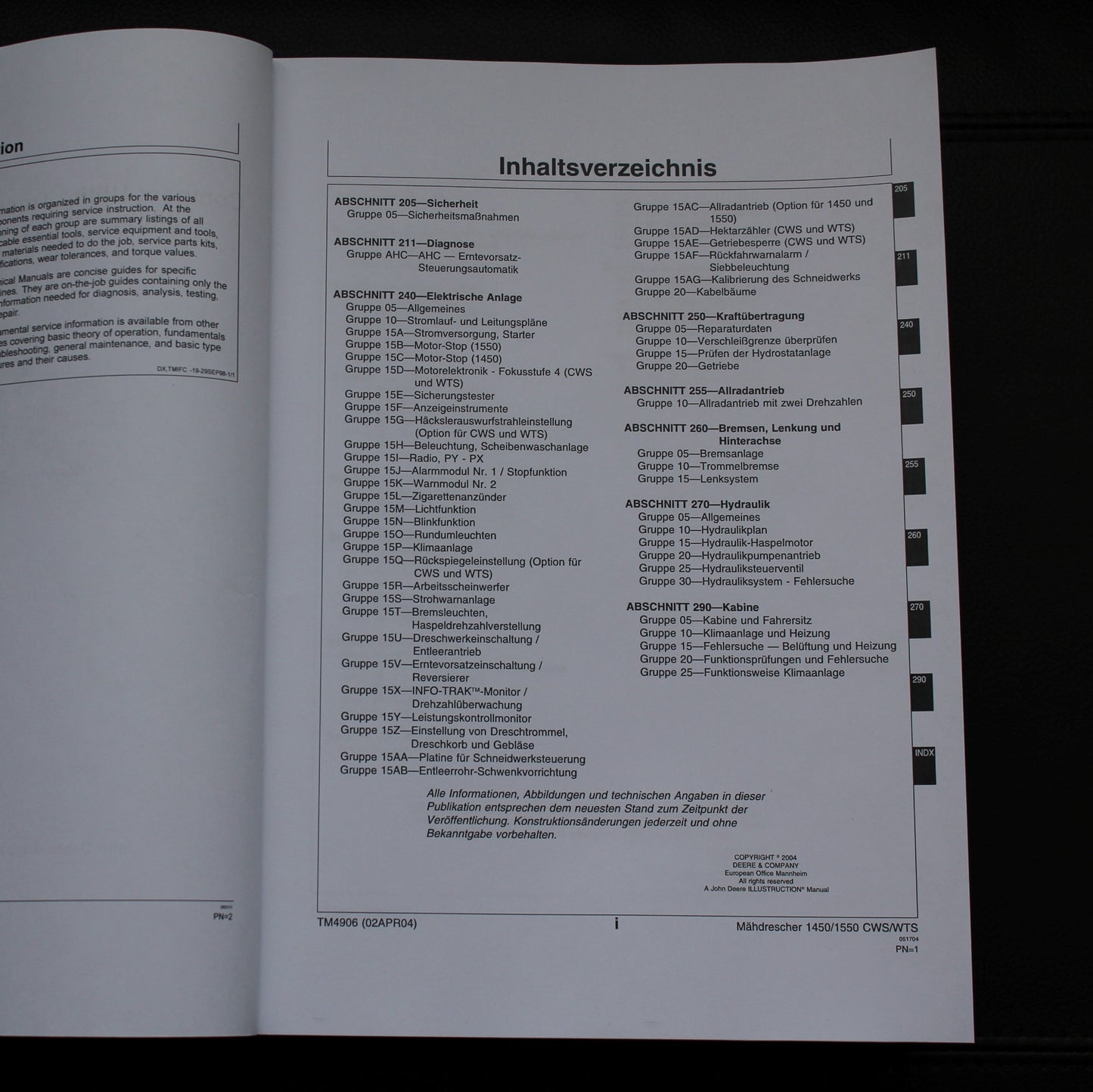 JOHN DEERE 1450 1550 CWS WTS MÄHDRESCHER REPARATURHANDBUCH WERKSTATTHANDBUCH