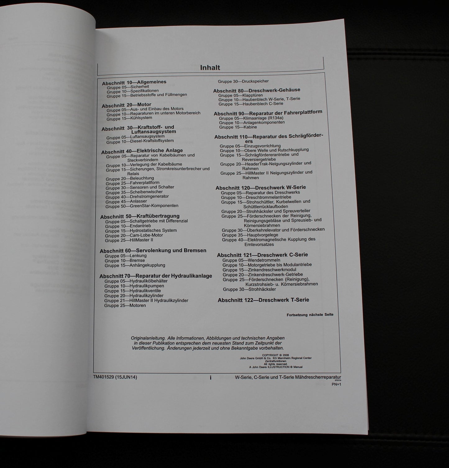 JOHN DEERE W540 W550 W650 W660 MAHDRESCHER REPARATURHANDBUCH