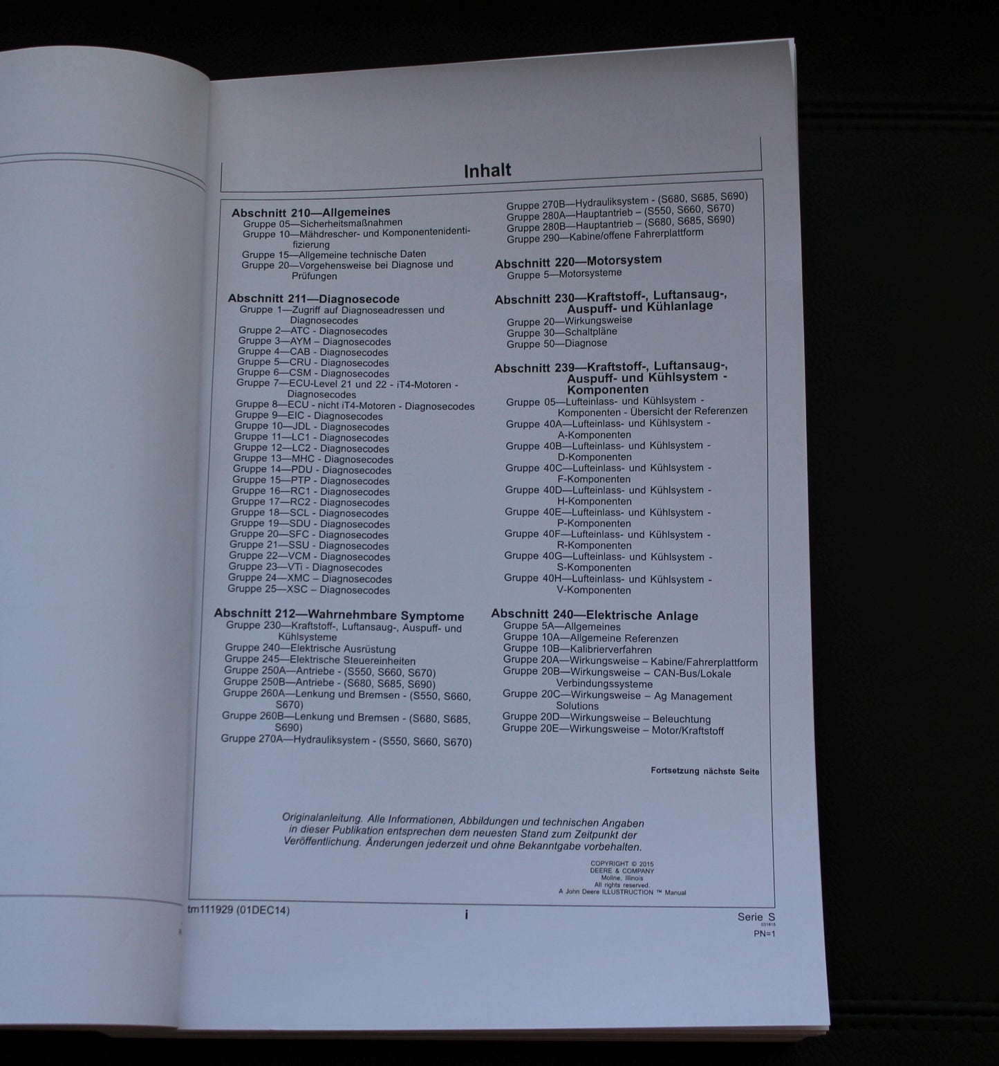 JOHN DEERE S560 S690 S560i S690i MAHDRESCHER DIAGNOSE REPARATURHANDBUCH